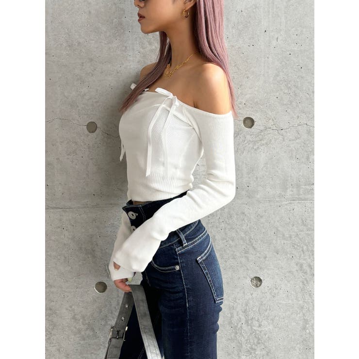 【TINY】オフショルリボンニットトップス | GYDA | 詳細画像39 