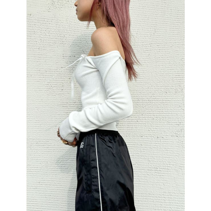 【TINY】オフショルリボンニットトップス | GYDA | 詳細画像7 