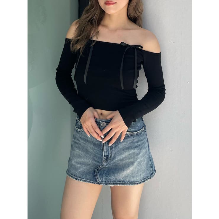 【TINY】オフショルリボンニットトップス | GYDA | 詳細画像9 