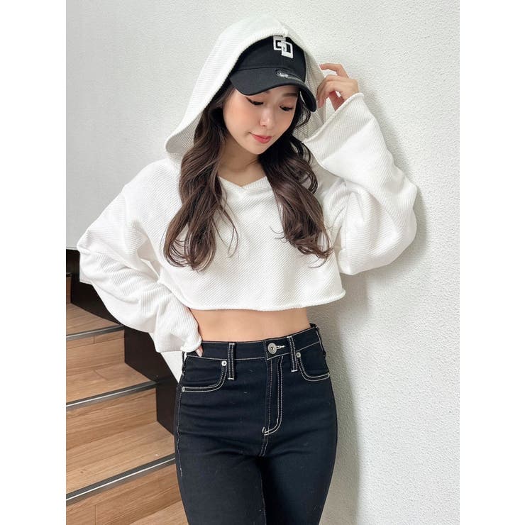 stina パーカー値下げ♡ Vネックショートパーカー[品番：MKSW0059742]｜GYDA（ジェイダ