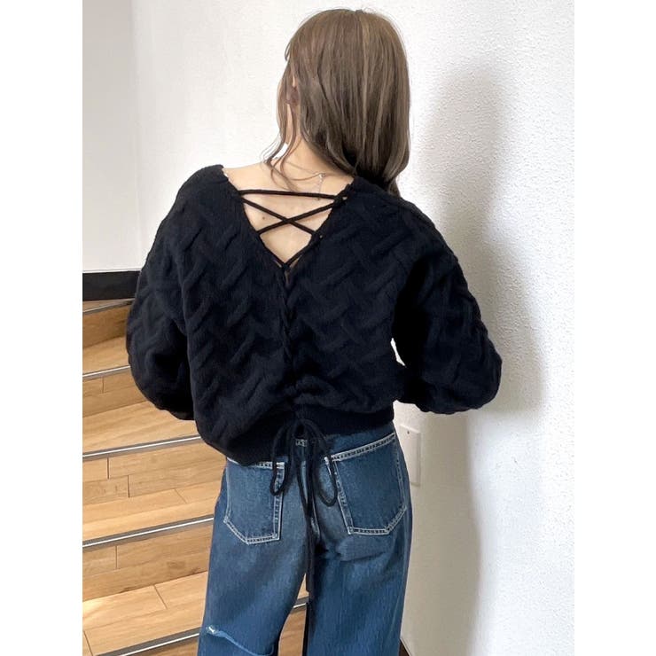 驚きの価格 BACKレースアップニットカーディガン[品番：MKSW0059751]｜GYDA トップス