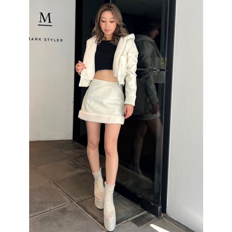 フーディーフェイクレザーボアコート【SETUP着用可】[品番