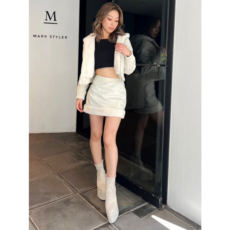 フーディーフェイクレザーボアコート【SETUP着用可】[品番