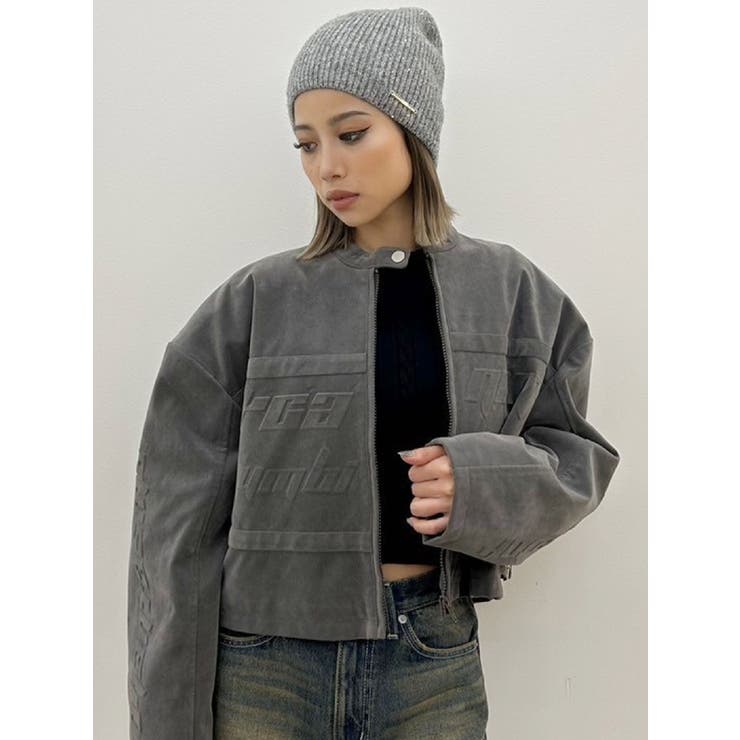 チャコールグレー | フェイクスウェードエンボスブルゾン | GYDA