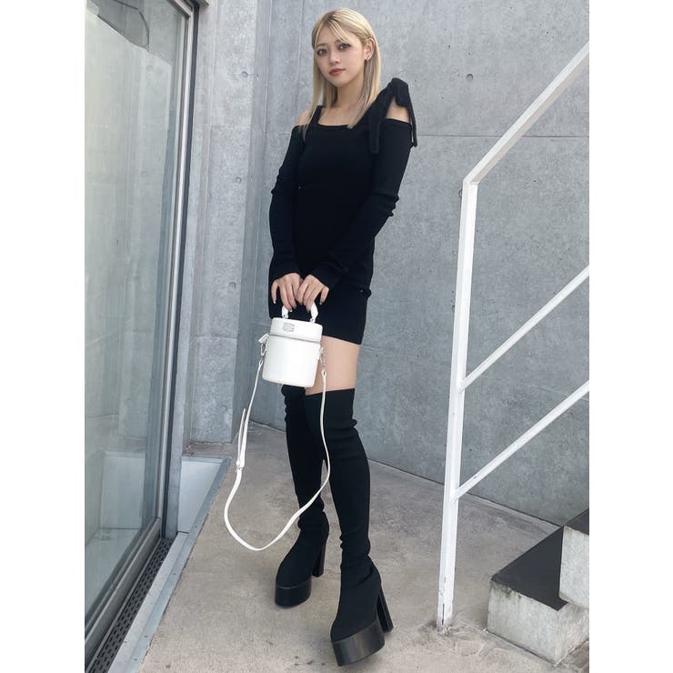 M'S GRACY リボン 切替ワンピース 40 M'S GRACY リボンモチーフ リブニット 切替 ワンピース ブラウン