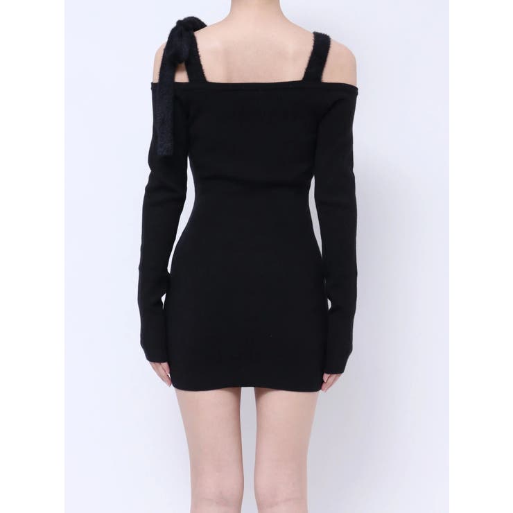 shoulderリボンタイトリブニットワンピース[品番：MKSW0061361