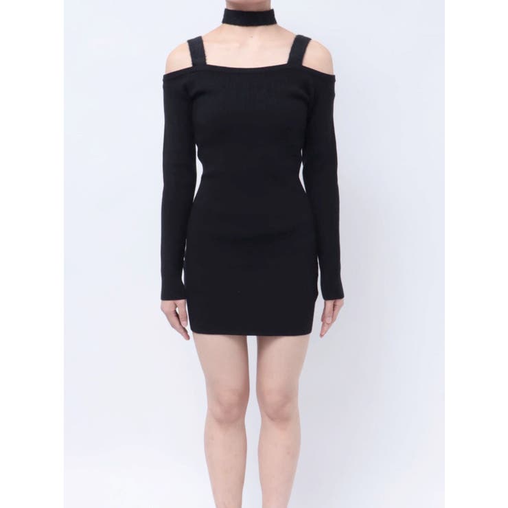 shoulderリボンタイトリブニットワンピース[品番：MKSW0061361