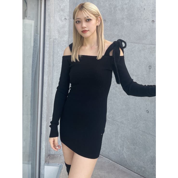 shoulderリボンタイトリブニットワンピース | GYDA | 詳細画像41 