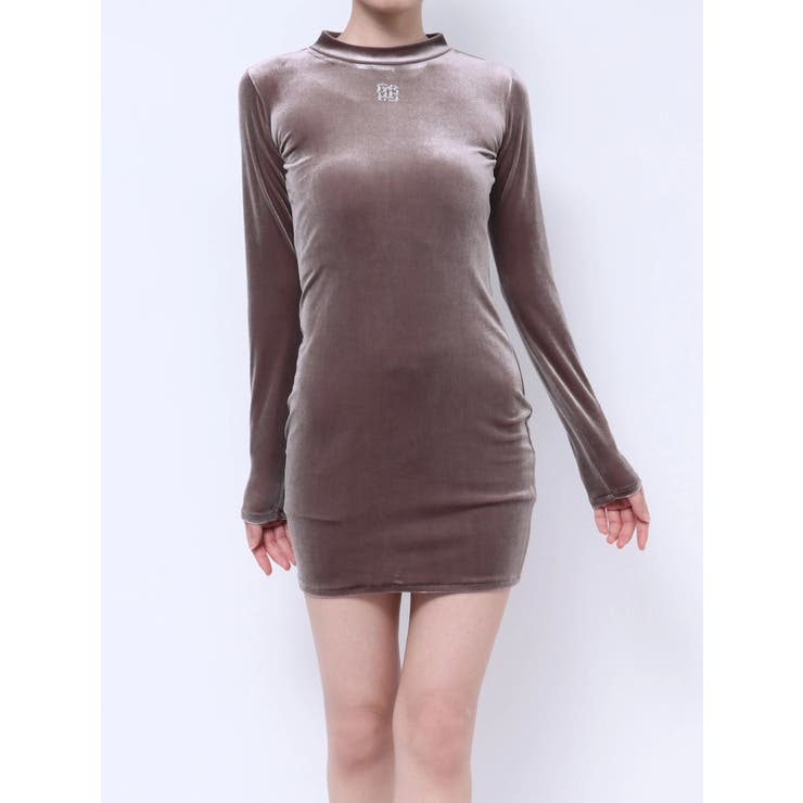 ブラウン | GYGYラインストーンプチハイベロアワンピース | GYDA