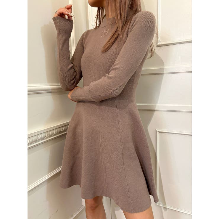 ベージュ | 【TINY】ボトルネックニットフレアワンピース | GYDA