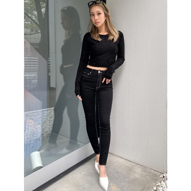 BACK リボンラメシャギーショートニットトップス | GYDA | 詳細画像22 