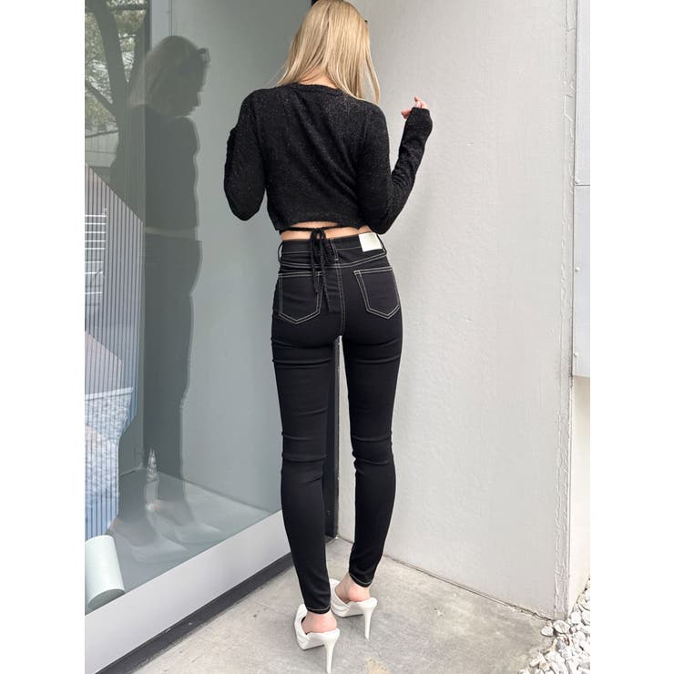 BACK リボンラメシャギーショートニットトップス | GYDA | 詳細画像24 