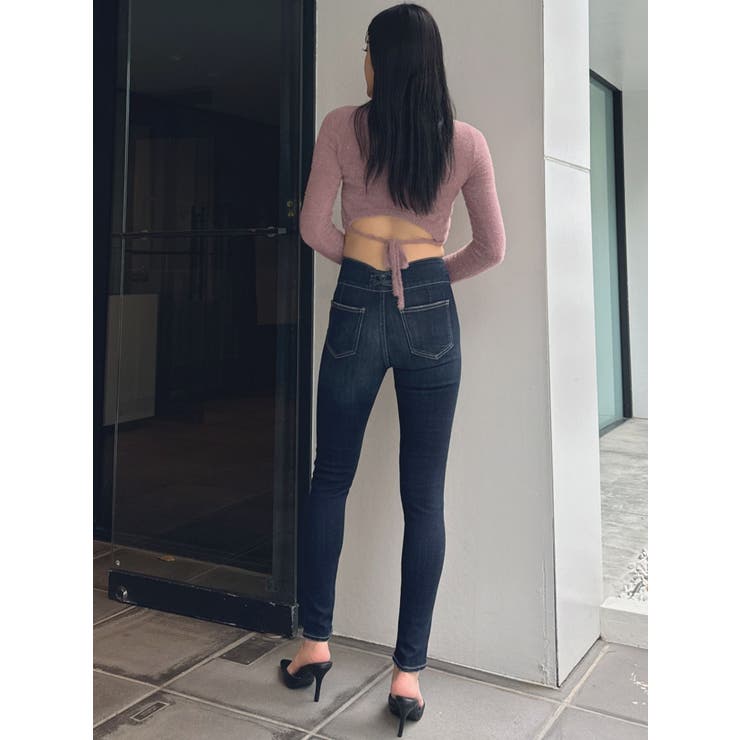 BACK リボンラメシャギーショートニットトップス | GYDA | 詳細画像32 