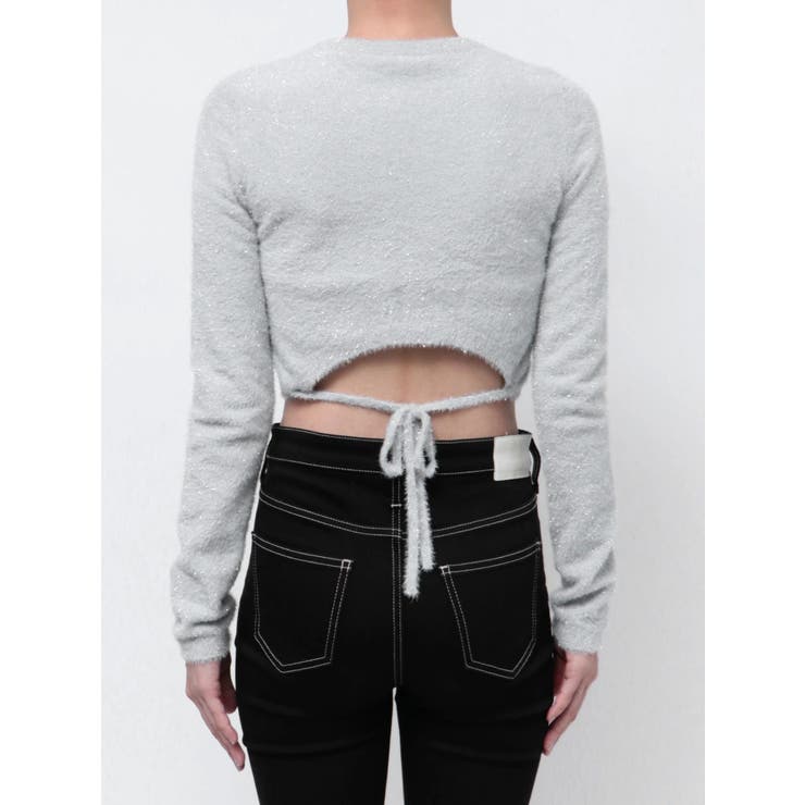 BACK リボンラメシャギーショートニットトップス | GYDA | 詳細画像35 