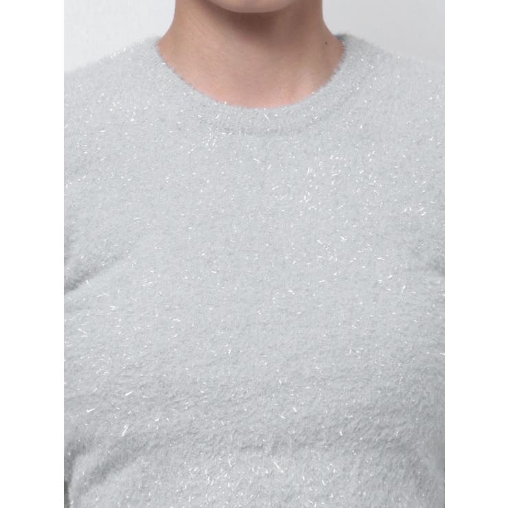 BACK リボンラメシャギーショートニットトップス | GYDA | 詳細画像36 