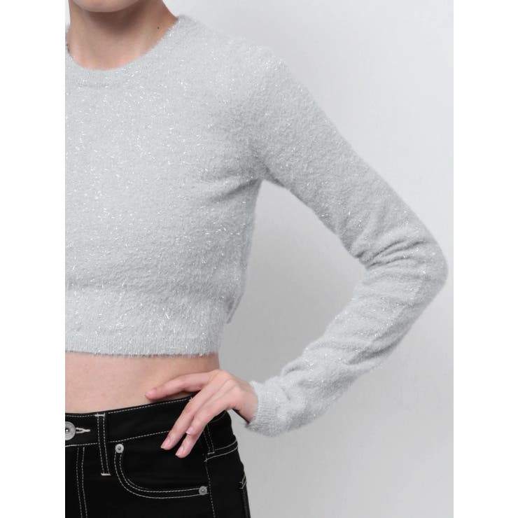 BACK リボンラメシャギーショートニットトップス | GYDA | 詳細画像37 