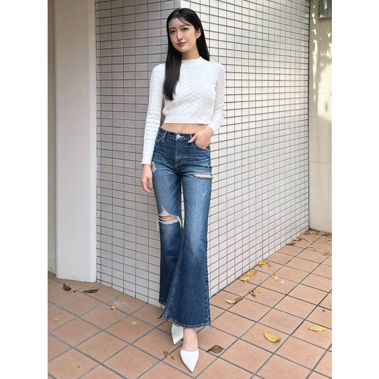 BACKリボンケーブル編みニットトップス | GYDA | 詳細画像12 