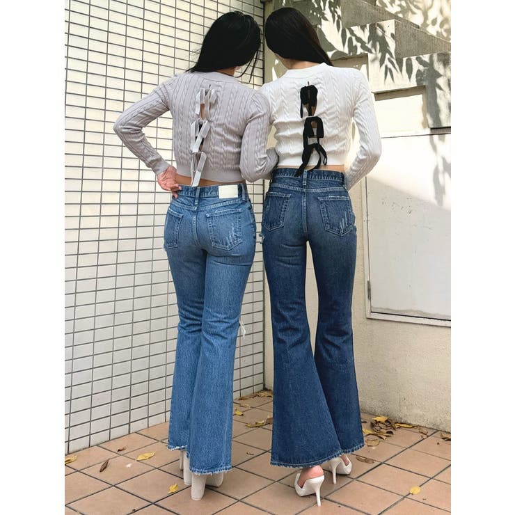BACKリボンケーブル編みニットトップス | GYDA | 詳細画像15 