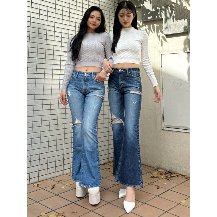 BACKリボンケーブル編みニットトップス | GYDA | 詳細画像16 