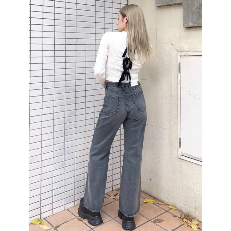 BACKリボンケーブル編みニットトップス | GYDA | 詳細画像44 