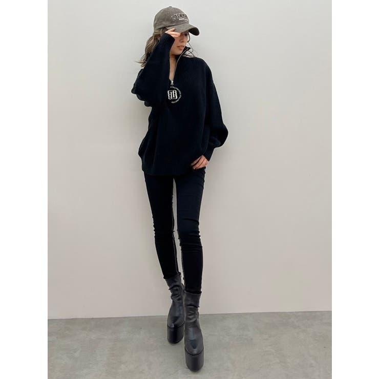 ゆい GYGYロゴハーフZIPニットトップス[品番：MKSW0060407]｜GYDA（ジェイダ