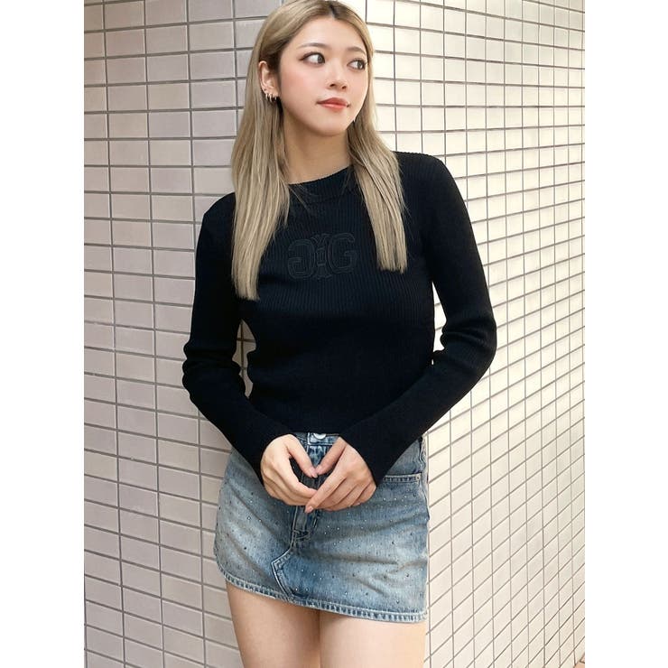 SymmetryGYDA embroideryニットトップス[品番：MKSW0061357