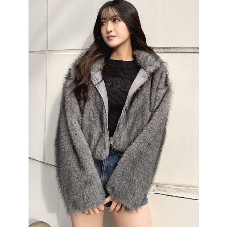 フェイクファーW ZIPショートコート[品番：MKSW0062648]｜GYDA