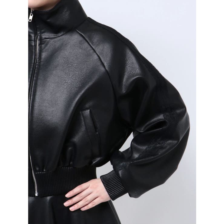 レースラインボリュームスリーブフェイクレザージャケット【SETUP着用可】 | GYDA | 詳細画像37 