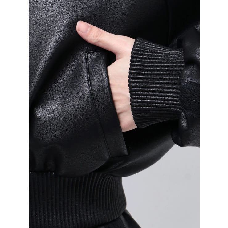 レースラインボリュームスリーブフェイクレザージャケット【SETUP着用可】 | GYDA | 詳細画像38 