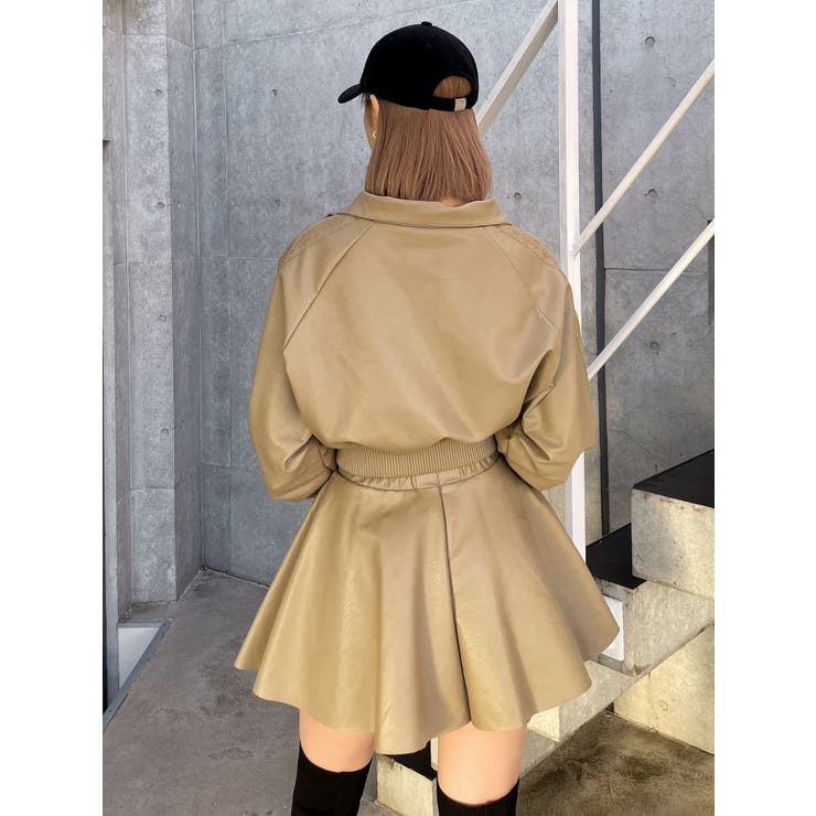 レースラインボリュームスリーブフェイクレザージャケット【SETUP着用可】 | GYDA | 詳細画像46 