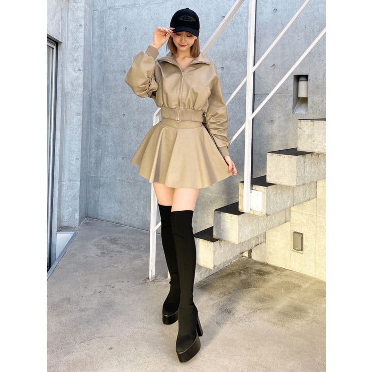 レースラインボリュームスリーブフェイクレザージャケット【SETUP着用可】 | GYDA | 詳細画像47 