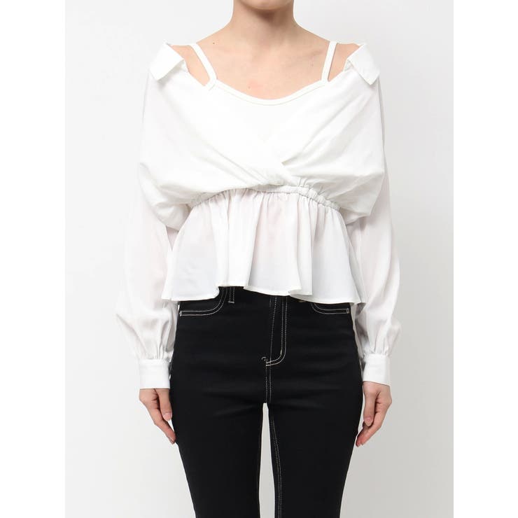 キャミレイヤードオフショルペプラムシャツ | GYDA | 詳細画像18 