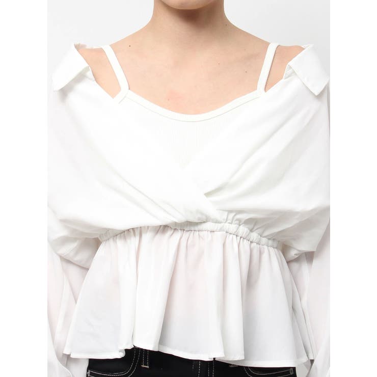 キャミレイヤードオフショルペプラムシャツ | GYDA | 詳細画像21 