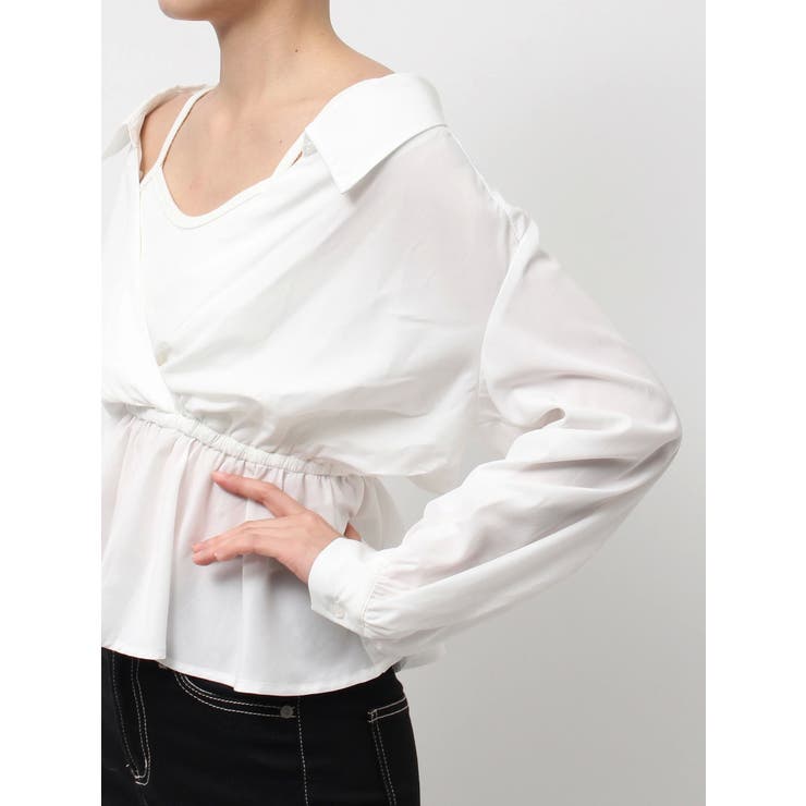 キャミレイヤードオフショルペプラムシャツ | GYDA | 詳細画像22 