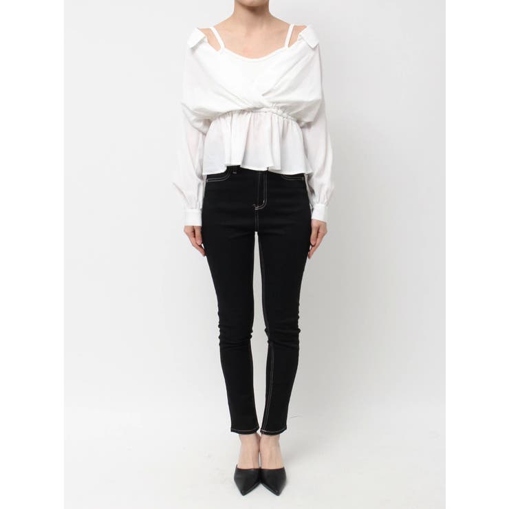 キャミレイヤードオフショルペプラムシャツ | GYDA | 詳細画像28 