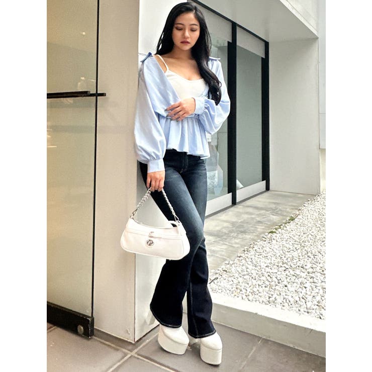 キャミレイヤードオフショルペプラムシャツ | GYDA | 詳細画像32 