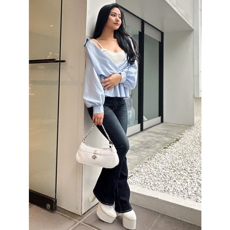 キャミレイヤードオフショルペプラムシャツ | GYDA | 詳細画像33 