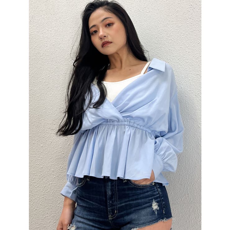 キャミレイヤードオフショルペプラムシャツ | GYDA | 詳細画像36 