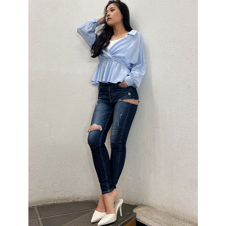 キャミレイヤードオフショルペプラムシャツ | GYDA | 詳細画像39 