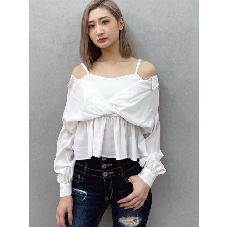 キャミレイヤードオフショルペプラムシャツ | GYDA | 詳細画像41 