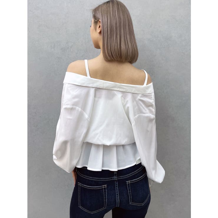 キャミレイヤードオフショルペプラムシャツ | GYDA | 詳細画像43 