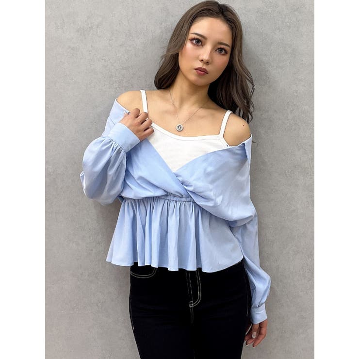 キャミレイヤードオフショルペプラムシャツ | GYDA | 詳細画像45 