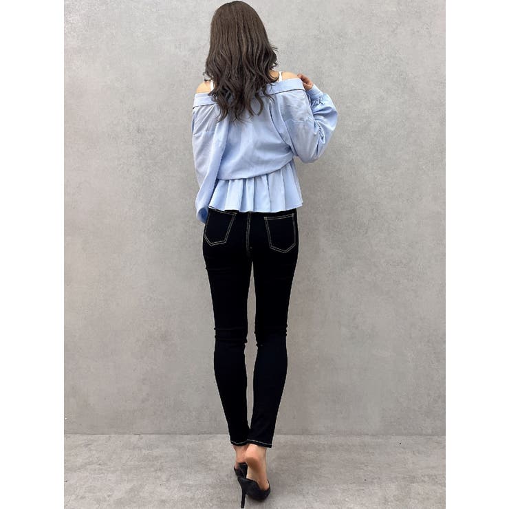 キャミレイヤードオフショルペプラムシャツ | GYDA | 詳細画像47 