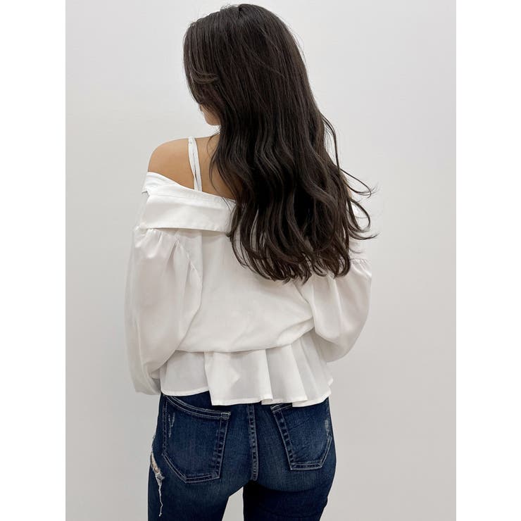 キャミレイヤードオフショルペプラムシャツ | GYDA | 詳細画像6 