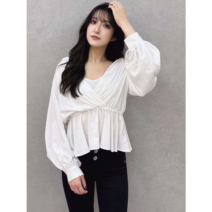 キャミレイヤードオフショルペプラムシャツ | GYDA | 詳細画像8 