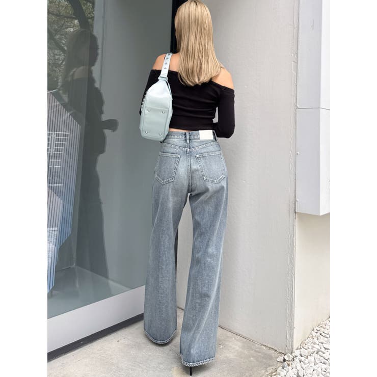 ハイウエストKNEEダメージbijouワイドデニムパンツ | GYDA | 詳細画像22 