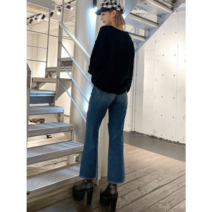 ハイウエストKNEEダメージbijouワイドデニムパンツ | GYDA | 詳細画像43 