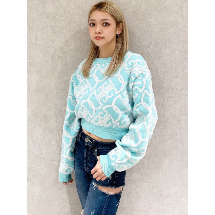 Symmetry GYDAチェーンロゴラメニットトップス[品番