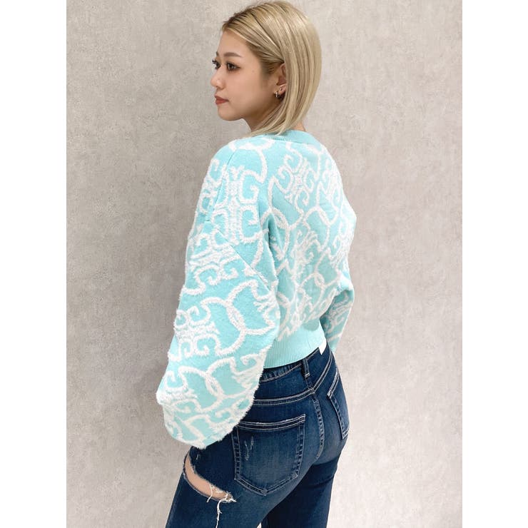 Symmetry GYDAチェーンロゴラメニットトップス[品番：MKSW0062410