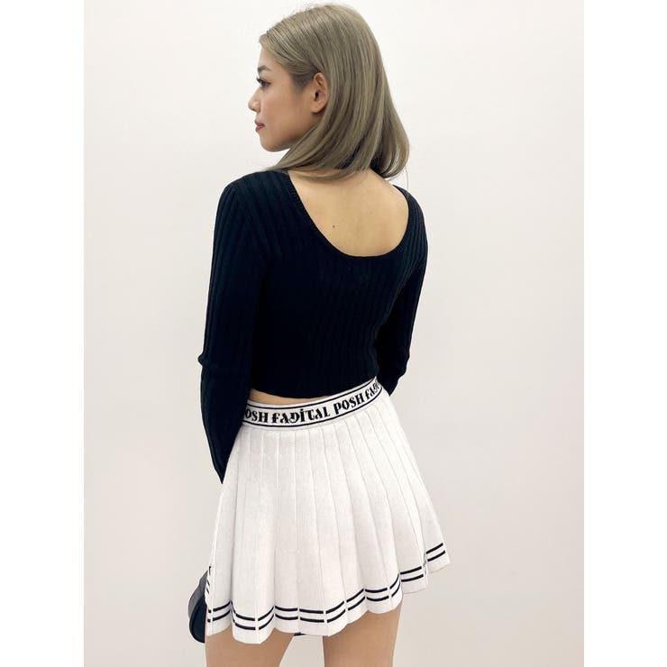 チョーカー付きBACKオープンニットトップス[品番：MKSW0062449